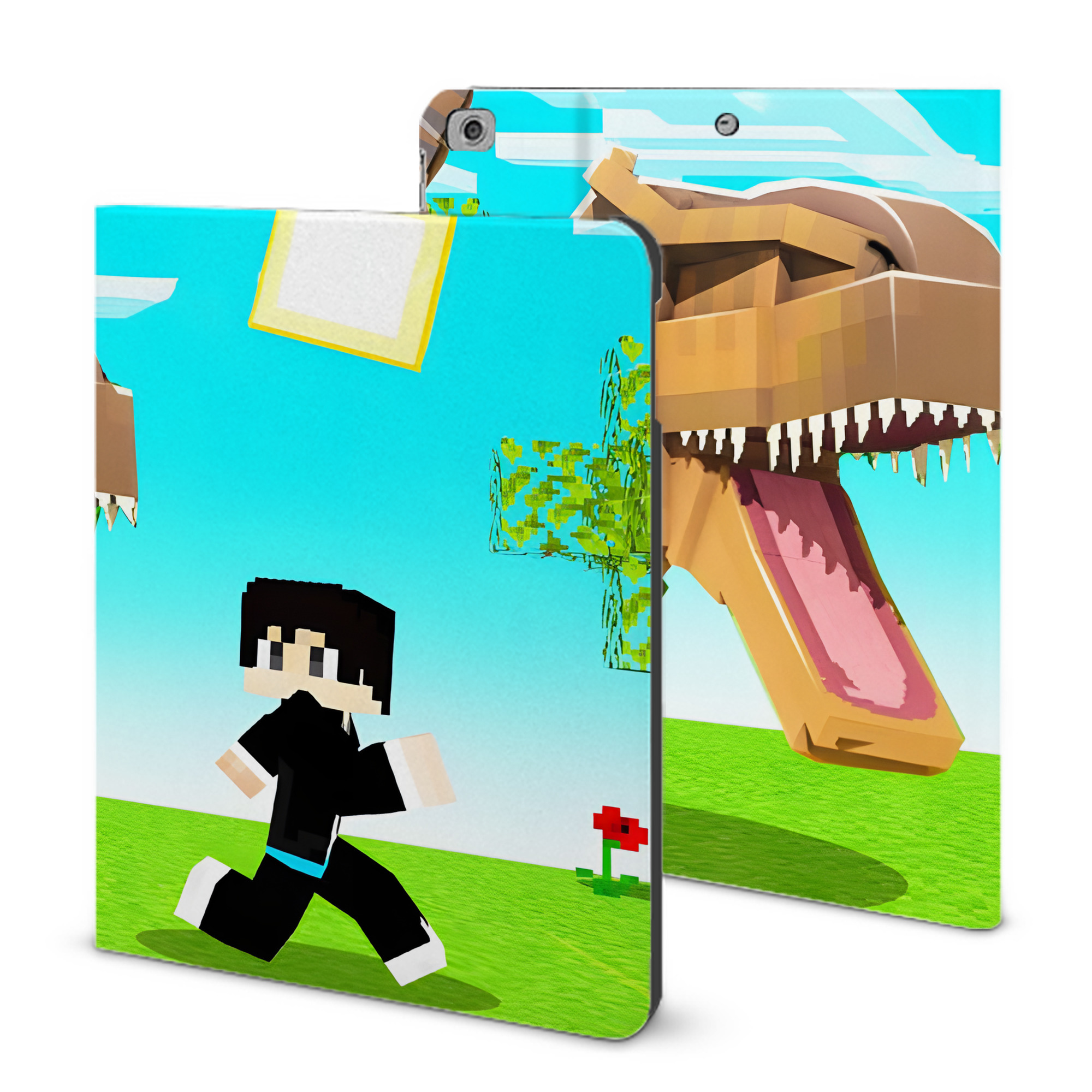 （画像用） マインクラフト ブロックの世界 Minecraft MC Block world IPad ケース ブック型 PUレザー TPU 耐衝撃 軽量 薄型 ペン収納なし 全面保護 IPad 各モデル対応